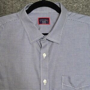 Men's Untuckit Wrinkle Free Button‎ Up Shirt Sz XXL 2XL Blue Houndsbooth